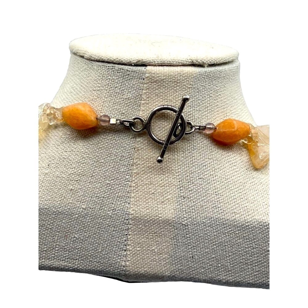 Vintage Citrine & Agate Stone Necklace And Bracelet Set - Picture 5 of 12